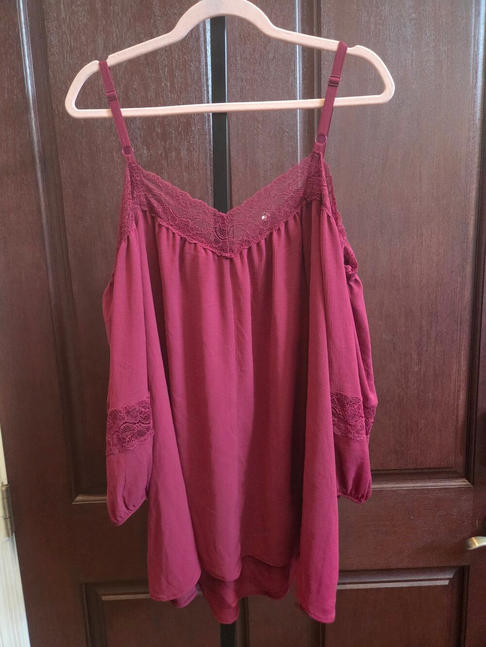 Torrid Chiffon Lace Cold Shoulder Blouse Sz 2 - NWT
